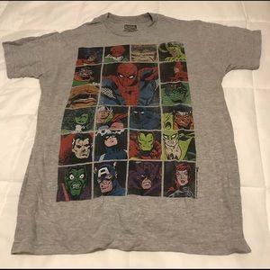 Marvel characters vintage grey t shirt medium
